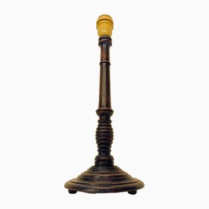 Lámpara de mesa de madera torneada de Francia, años 40