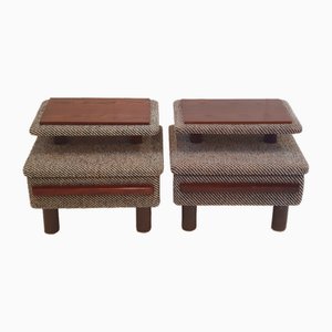 Scandinavian Bedside Tables in Rosewood and Wool, 1960s, Set of 2