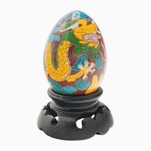 Small Vintage Chinese Enamelled Ornament Cloisonne Decorative Egg, 1970