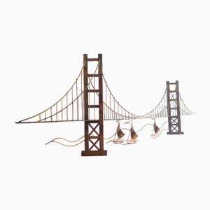 Decorazione da parete Golden Gate Bridge in rame patinato, anni '70