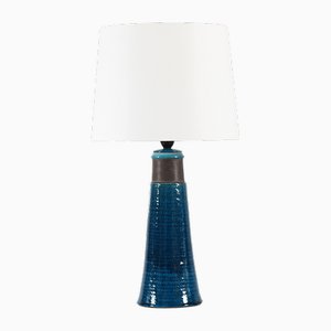 Tall Mid-Century Danish Ceramic Table Lamp in Turquoise Blue by Herman A. Kähler, 1960s