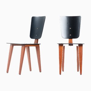 Mahogany and Black Lacquer Chairs by André Sornay, 1960s, Set of 2