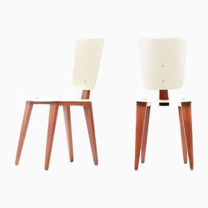 Stühle aus Mahagoni & Beige Lack von André Sornay, 1960er, 2er Set