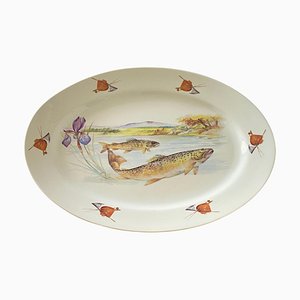 Plato de pescado de porcelana de Limoges, Francia, años 60