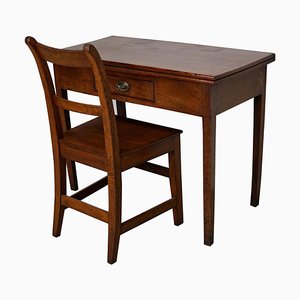 Klappbarer Georgianischer Schreibtisch und Stuhl, 2er Set
