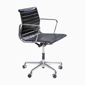 Black Leather Alu EA 117 Office Chair by Charles & Ray Eames for Vitra, 1990s