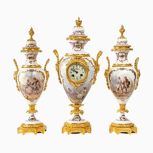 19th Century Porcelain Mantel Set from Sèvres, Set of 3
