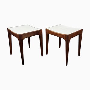 Tabouret Arrondi Mid-Century Moderne Laqué Blanc, Italie, 1970s