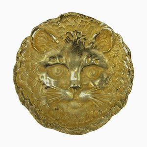 Round Cat Head-Shaped Bronze Card or Pin Tray, 1930s