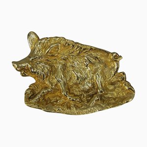 Wildschweinförmiges Karten- oder Anstecktablett aus Bronze, 1930er