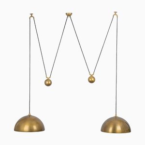 Double Brass Pendant with Adjustable Counter Weights attributed to Florian Schulz, 1970s