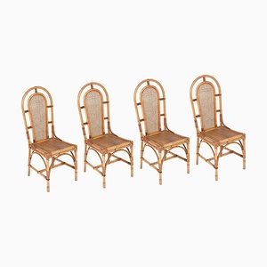 Bamboo & Vienna Straw Chairs from Vivai Del Sud, Italy, 1970s, Set of 4