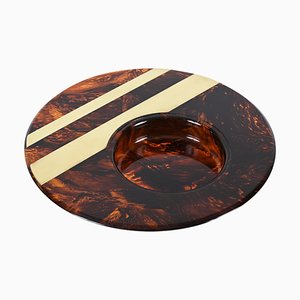 Vide-Poche Mid-Century in vetro acrilico e ottone di Guzzini, Italia, anni '70