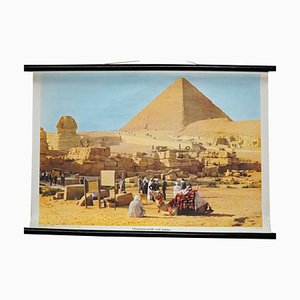 Carta da parati vintage arrotolabile con piramide Cheops e Sfinge, anni '70