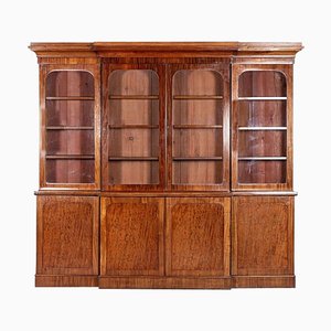 Large English Breakfront Glazed Mahogany Bookcase, 1870s