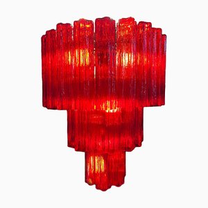 Lámpara de araña italiana roja de Valentina Planta