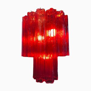 Italian Ruby-Red Murano Chandelier by Valentina Planta
