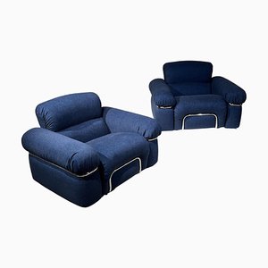 Blaue Italienische Sessel von Piazzesi, 1960er, 2er Set