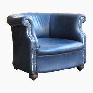 Blue Leather Armchair, 1960s