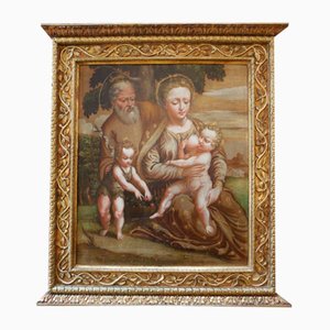Italienischer Künstler, Heilige Familie, 1600er, Staupe auf Holz, gerahmt