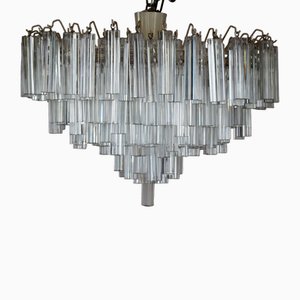 Large Triedri Crystals Cascade Chandelier from Venini, 1960s