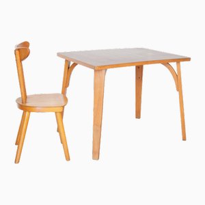 Mesa y silla para niños de formica, años 60. Juego de 2