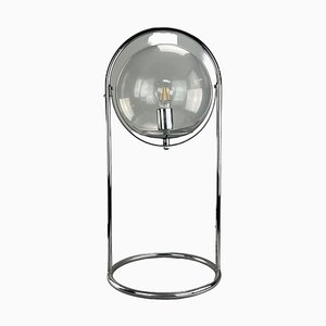 Lámpara de mesa Ball era espacial de vidrio y metal, años 70