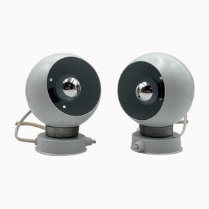 White Eyeball Lamps by Goffredo Reggiani, 1960s, Set of 2