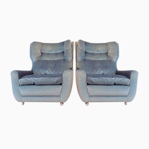 Blaue Mohair Sessel von Carl Straub, 1960er, 2er Set