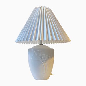 Art Deco Revival White Ceramic Table Lamp from Søholm, 1980s