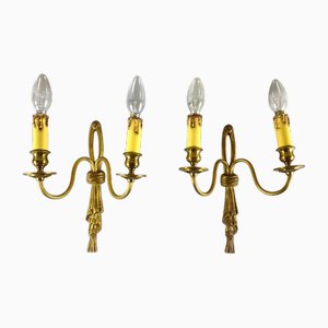 Vintage Bronze Wall Sconces with Faux Candles, Set of 2