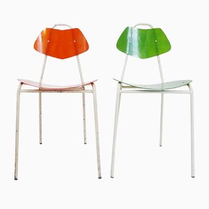 French Fiberglass Chairs, 1950s, Set of 2