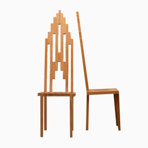 Postmoderne Stühle mit hoher Rückenlehne, 1990er, 2er Set