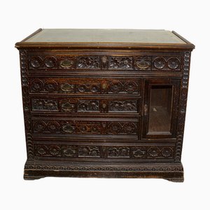 Carved Walnut Chest of Drawers, Late 1800s