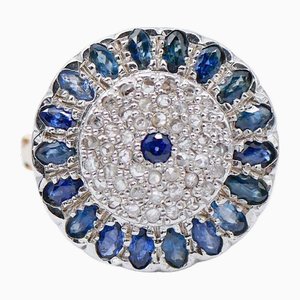 Sapphires, Diamonds, Rose Gold and Silver Ring, 1960s