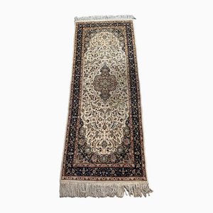 Vintage Hand-Knotted Qom Runner Rug