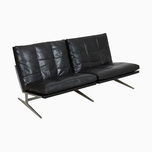 BO 583 2-Seater Sofa in Black Leather by Preben Fabricius and Jørgen Kastholm, 1970s