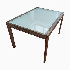 Mid-Century Satined Glass Extendable Dining Table