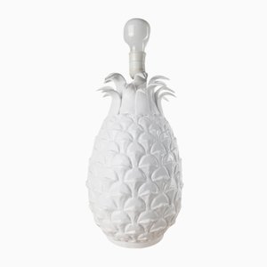 Vintage Pineapple White Ceramic Lamp in the style of Tommaso Barbi, Italy, 1970s