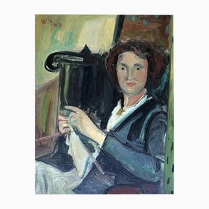 Willy Suter, La dame au Crochet, 1942, Oil on Canvas