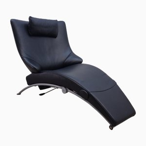 Recliner Leather Chaise Lounge in Black from Wk Wohnen