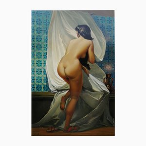 Bernard Ciochetti, Femme à sa toilette, Oil on Wood