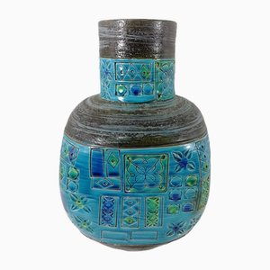 Vaso blu in ceramica di Aldo Londi per Bitossi, Italia, anni '60