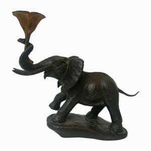Vintage Elefanten Kerzenhalter aus Bronze, 1980er