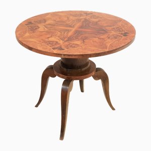 Mid-Century French Side Table in Walnut Marquetry & Oak, 1950s