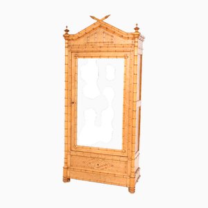 French Wardrobe in Birds-Eye Maple and Faux Bamboo, 1900s