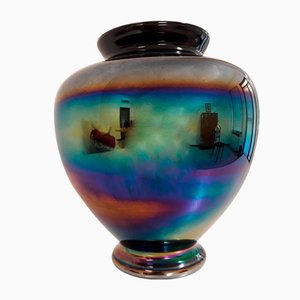 Large Murano Glass Iridescent Vase by Sergio Asti Eosina, 1970s