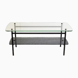 Mid-Century French Coffee Table in Glass & Steel, 1950s
