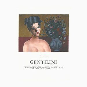 Gentilini, Girl and Flower, 1981, Print