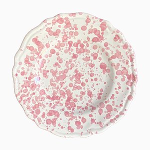 Mittelgroßer Teller mit rosa Punkten von Popolo